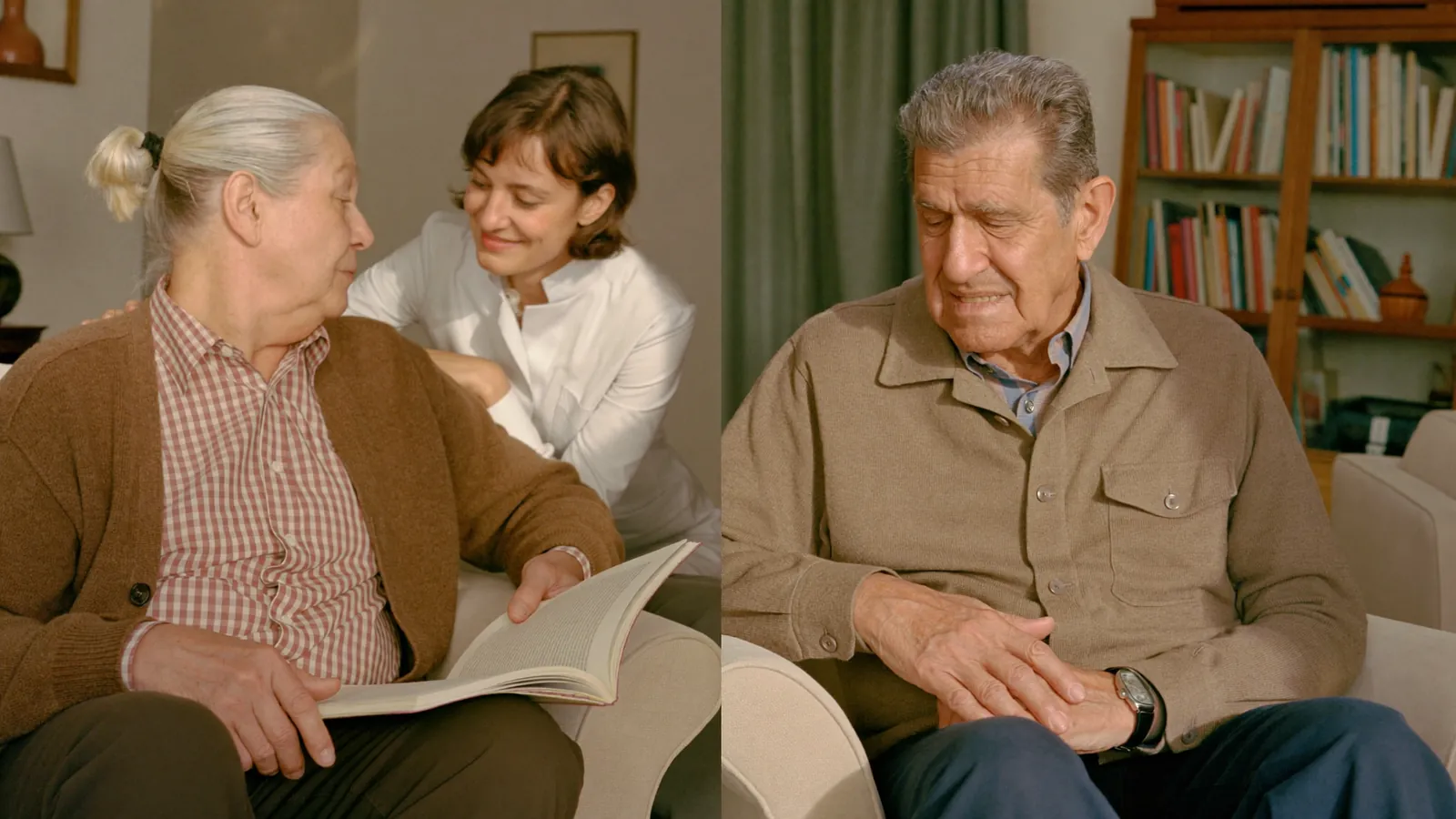 A caregiver helping an older man at home, one of the options families weigh against assisted living